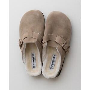 Birkenstock Boston Shearling Clogs Taupe Suede (EU 36)